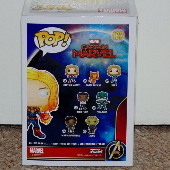 2019 Funko Pop! Marvel Captain Marvel Walmart Glow in the Dark New in Box # 432 - Picture 3 of 10